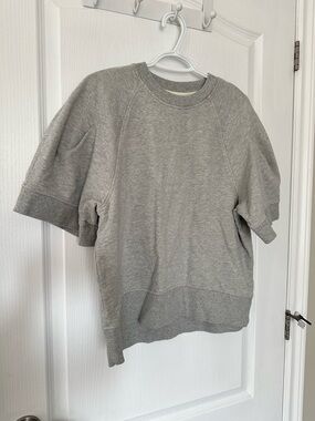 NWOT CALIA Heather Grey Short Sleeve Raglan Sweatshirt T Shirt Athleisure Sz L